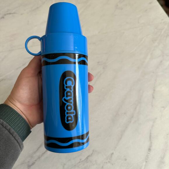 blue Crayola 11.5 oz Thermos Lid Bottle Insulated Container Bradshaw A. Aronson - Picture 5 of 5